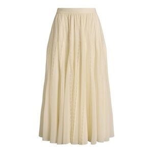 Ralph Lauren Luxe Cream A-Line Skirt – Size 16 -Lace Chiffon Midi Skirt - NWT